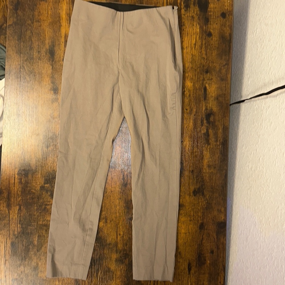 Gray/beige skinny fit dress pants with side zip Size 2